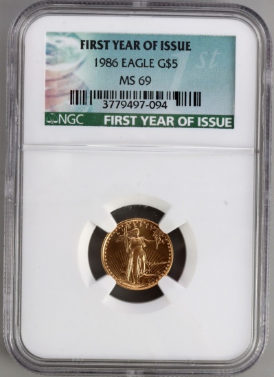 1986 FIRST YEAR ISSUE GOLD 1/10 OZT AMERICAN EAGLE