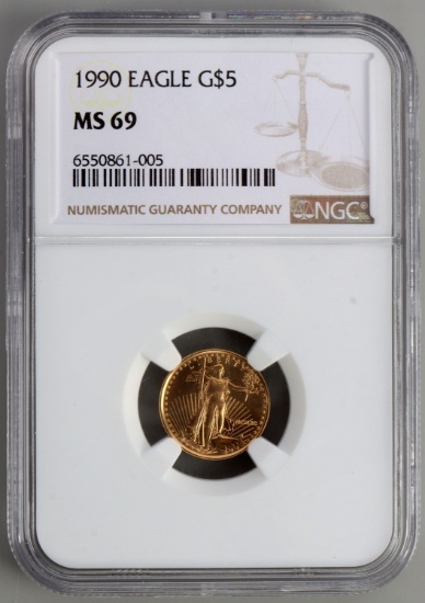 1990 GOLD 1/10 OZT AMERICAN EAGLE COIN NGC MS 69
