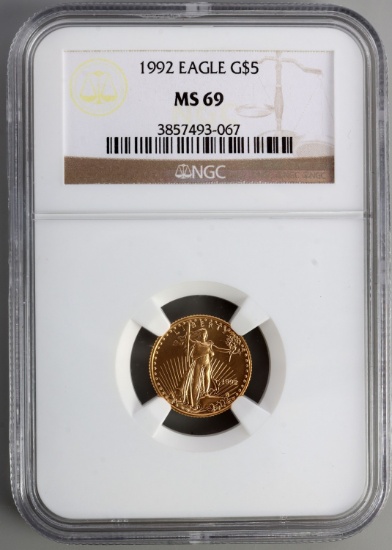 1992 GOLD 1/10 OZT AMERICAN EAGLE COIN NGC MS 69