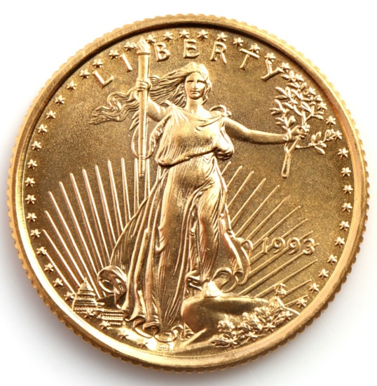 1993 GOLD 1/10 OZT OUNCE AMERICAN EAGLE BU COIN