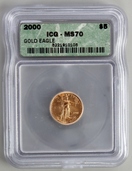 2000 GOLD 1/10 OZT AMERICAN EAGLE COIN ICG MS70