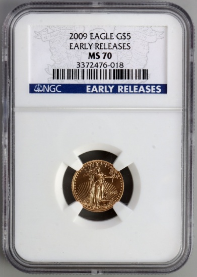 2009 GOLD 1/10 OZT NGC MS 70 AMERICAN EAGLE COIN