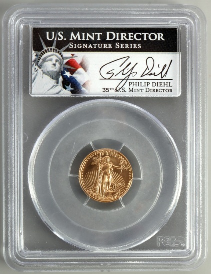 MINT DIRECTOR SIGNED 2013 GOLD 1/10 OZT EAGLE MS70