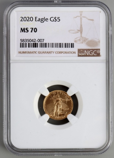 2020 GOLD 1/10 OZT AMERICAN EAGLE NGC MS70 COIN