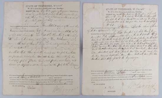 LOT 2 TENNESSEE GOVERNOR CARROLL SIGNED LAND GRANT