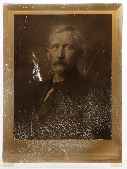 COLLODION PLATE GLASS PORTRAIT OF 19TH CENTURY MAN