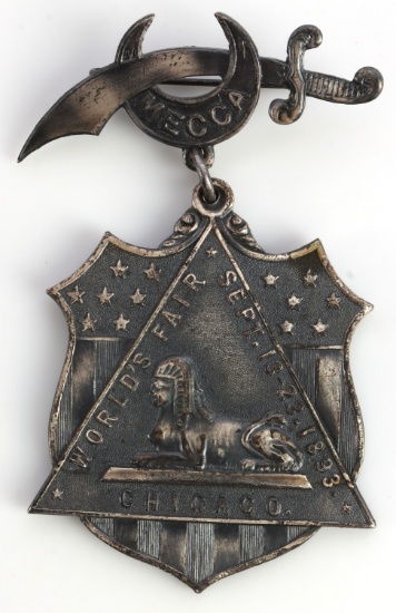 1893 COLUMBIAN EXPOSITION WORLD FAIR CHICAGO BADGE