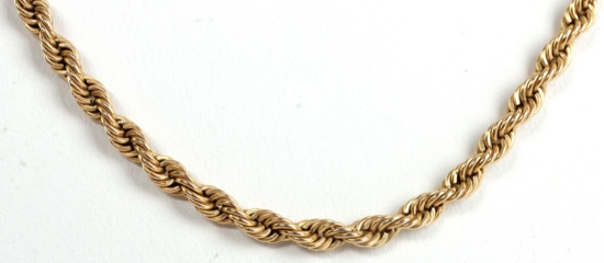 10K YELLOW GOLD ROPE CHAIN NECKLACE 24 INCH 2.6MM