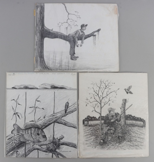 LOT 3 J. LIVINGSTON WILDLIFE ARTIST ORIG DRAWINGS