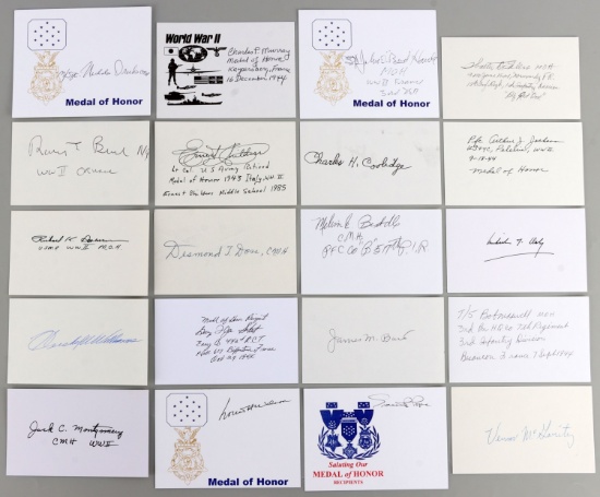 LOT OF 20 WWII MEDAL OF HONOR WINNER SIGNATURES