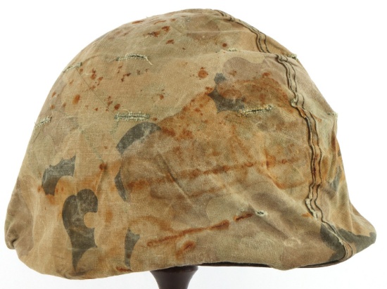 WWII USMC FIXED BALE M1 HELMET & CAMOUFLAGE COVER