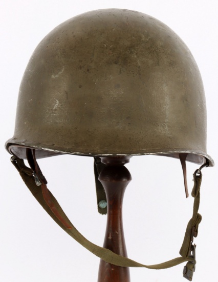 WWII US M1 HELMET FIXED BALE FRONT SEAM WITH LINER