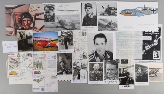 LOT OF 27 WWII GERMAN ACES & AVIATORS SIGNATURES