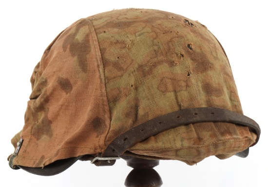 WWII GERMAN SS CKL62 M42 STEEL HELMET & CAMO COVER