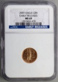 2007 GOLD 1/10 OZT NGC EARLY RELEASES MS69 EAGLE