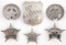 LOT OF 6 OBSOLETE POLICE SHERIFF & MARSHALL BADGES