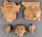 LOT OF 5 ANTIQUE COLUMBIAN POTTERY HEADS