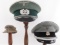 LOT 3 WWII GERMAN SS & HEER VISOR CAP W MINI M43
