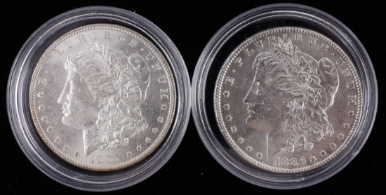 1901 O & 1886 MINT STATE MORGAN SILVER DOLLARS