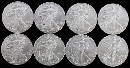 LOT 8 2011 1 OZT OUNCE SILVER AMERICAN EAGLE COINS