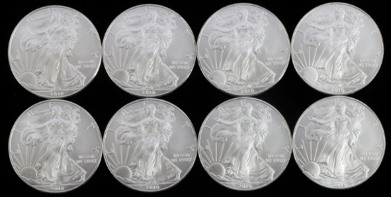 LOT 8 ONE OUNCE 2010 SILVER AMERICAN EAGLE COINS