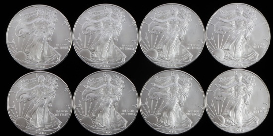 LOT 8 ONE OUNCE 2010 SILVER AMERICAN EAGLE COINS