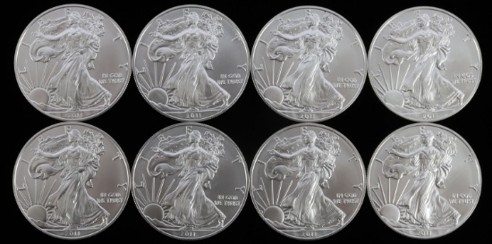 LOT 8 ONE OUNCE 2010 SILVER AMERICAN EAGLE COINS
