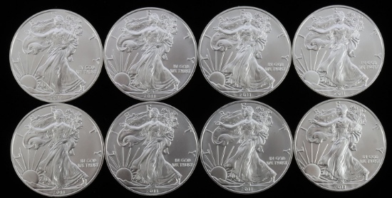 LOT 8 ONE OUNCE 2010 SILVER AMERICAN EAGLE COINS