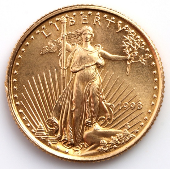 1998 GOLD 1/10 OZT OUNCE AMERICAN EAGLE BU COIN