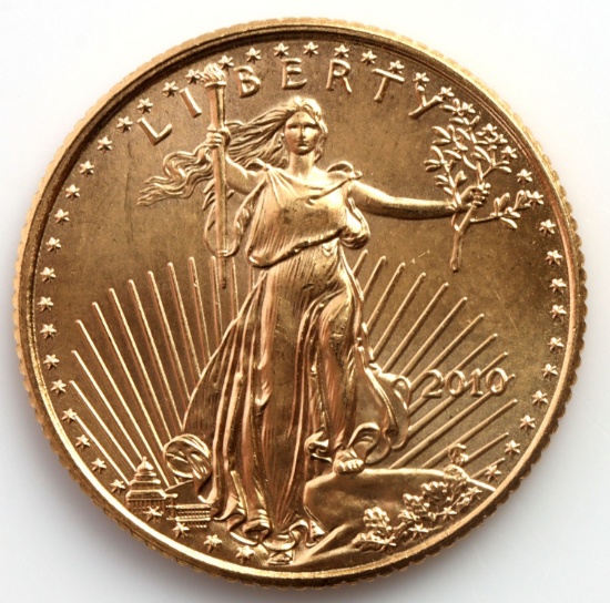 2010 GOLD 1/10 OZT OUNCE AMERICAN EAGLE BU COIN