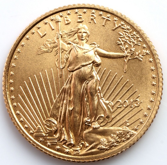 2013 GOLD 1/10 OZT OUNCE AMERICAN EAGLE BU COIN