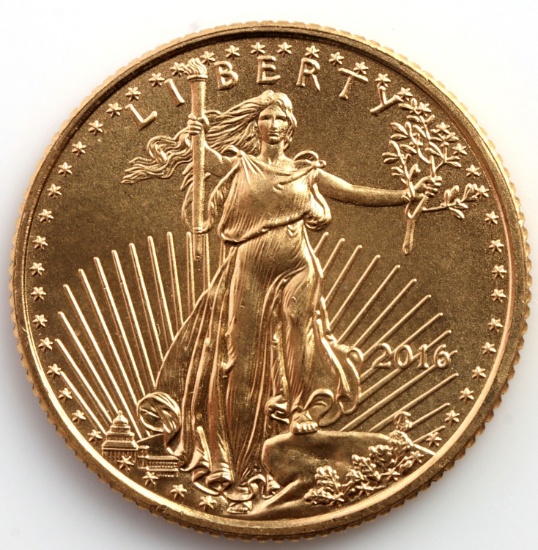 2016 GOLD 1/10 OZT OUNCE AMERICAN EAGLE BU COIN