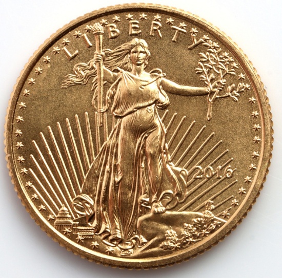 2016 GOLD 1/10 OZT OUNCE AMERICAN EAGLE BU COIN