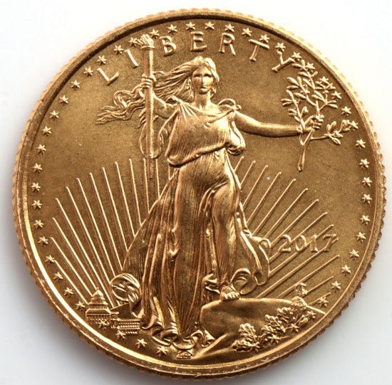 2017 GOLD 1/10 OZT OUNCE AMERICAN EAGLE BU COIN