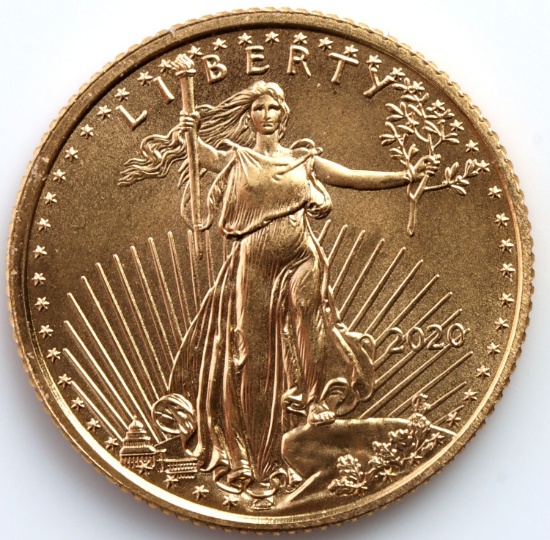 2020 GOLD 1/10 OZT OUNCE AMERICAN EAGLE BU COIN