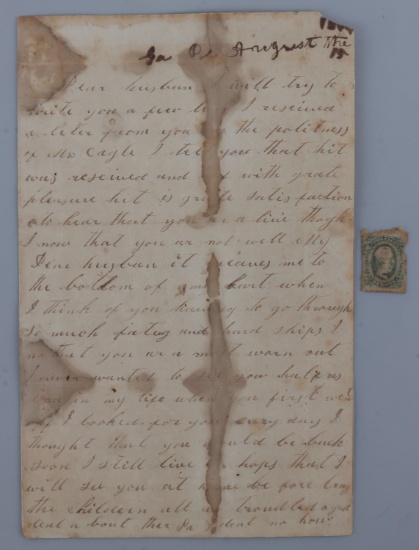 CONFEDERATE LETTER W CSA STAMP HUNTING NEGROES