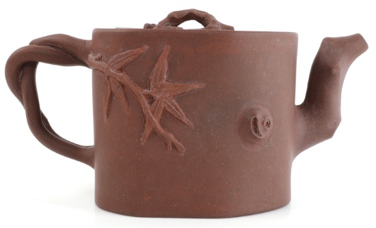 CHINESE YIXING ZISHA TREE TRUNK PURPLE CLAY TEAPOT