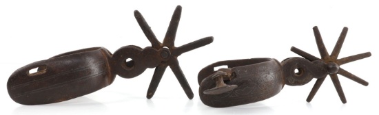 19TH CENTURY SILVER INLAID MEXICAN CHARRO SPURS