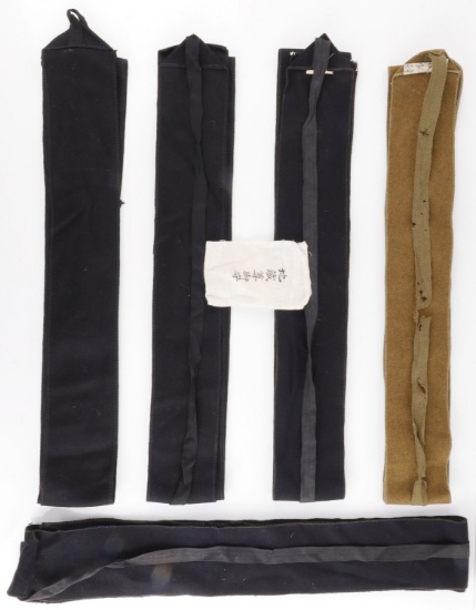 4 JAPANESE KIMONO SASH LOT BLACK MOURNING & GREEN