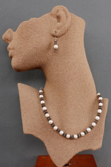 14KT YELLOW GOLD STERLING PEARL NECKLACE