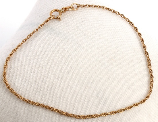 10KT YELLOW GOLD ROPE CHAIN BRACELET