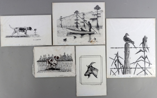 LOT 5 J. LIVINGSTON WILDLIFE ARTIST ORIG DRAWINGS