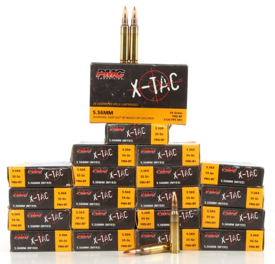 400 ROUNDS 5.56X45MM 55GR FMJ PMC X-TAC AMMO