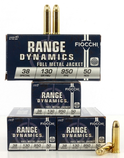 200 ROUNDS .38 SPECIAL FIOCCHI RANGE DYNAMICS AMMO