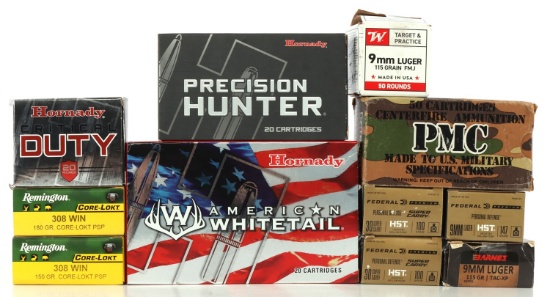 230 ROUNDS AMMO MIX 9MM 243 WIN 300 WIN 49 S&W 30