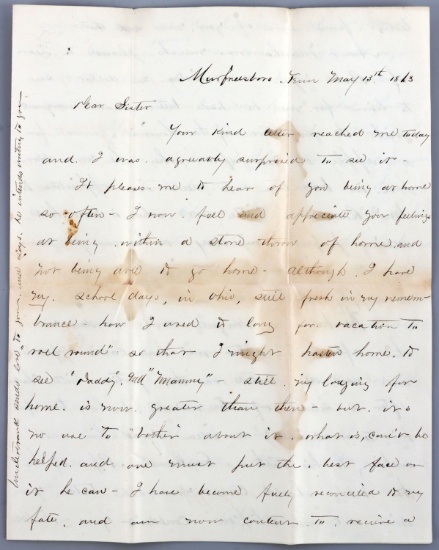1863 CIVIL WAR MURFEESBORO TN UNION LETTER HOME