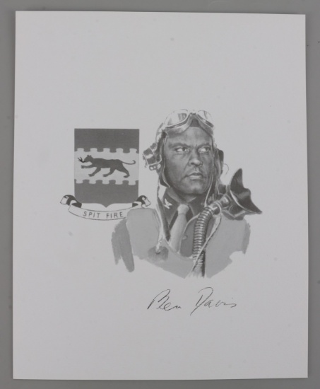 WWII US BEN DAVIS SIGNED PRINT TUSKEGEE AIRMEN
