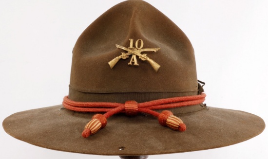 WWI US 10TH INFANTRY CAMPAIGN HAT WITH CORD