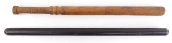 2 ANTIQUE WOOD POLICE SECURITY BATON LOT