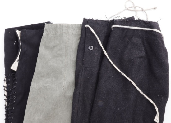 LOT OF 3 WWII GERMAN WOOL & HBT UNIFORM TROUSERS